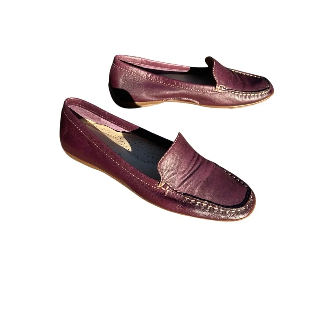 L. Bean Burgundy Leather Penny Loafers 6.5M‎ Brazil Comfort Classic Preppy